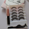 Hot selling OEM  High quality 5 pairs Natural mix lashes packing Magnetic eyelash with tweezer and eyeliner